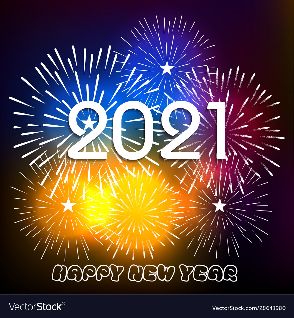 Happy new year 2021 with firework background Vector Image