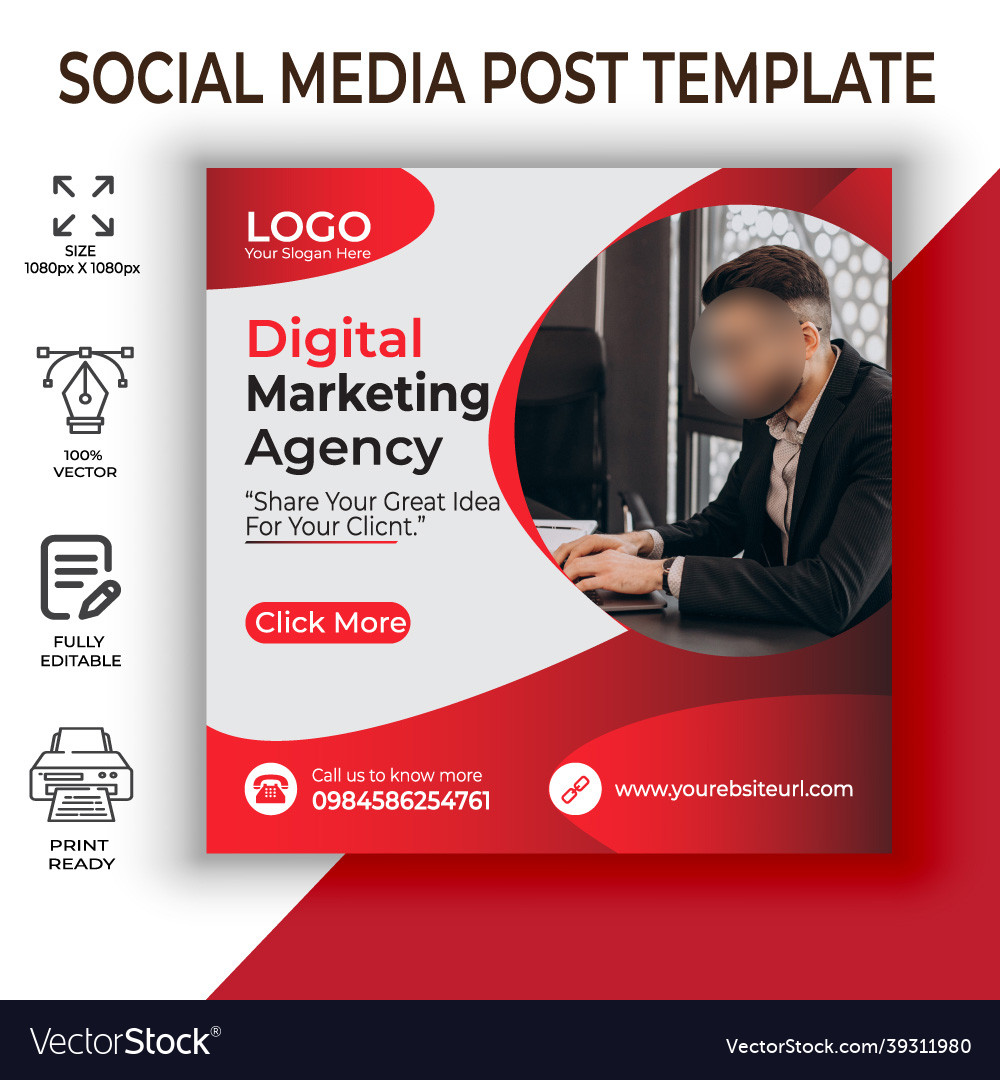 Marketing social media post template design Vector Image