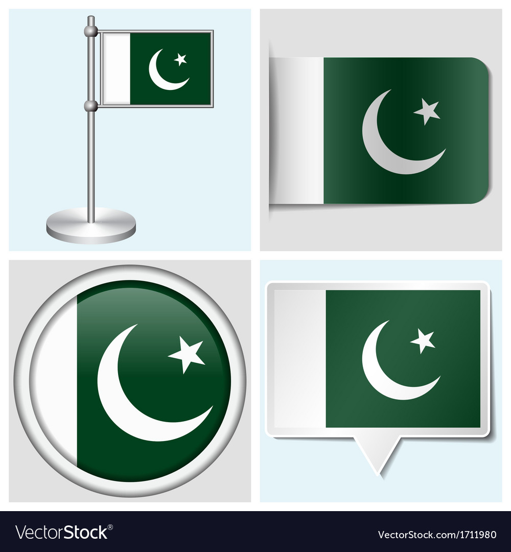 Pakistan flag - sticker button label flagstaff