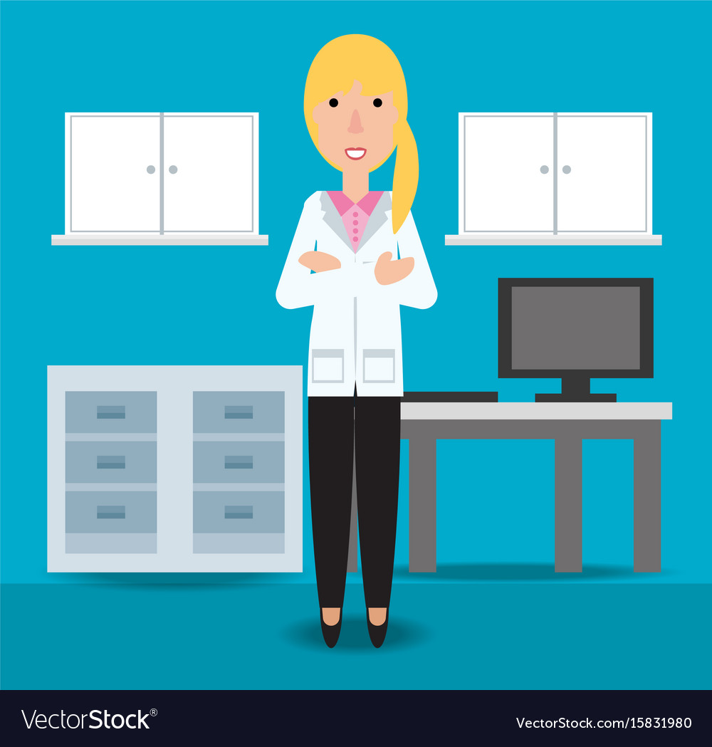 Woman doctor with his consulting room Royalty Free Vector