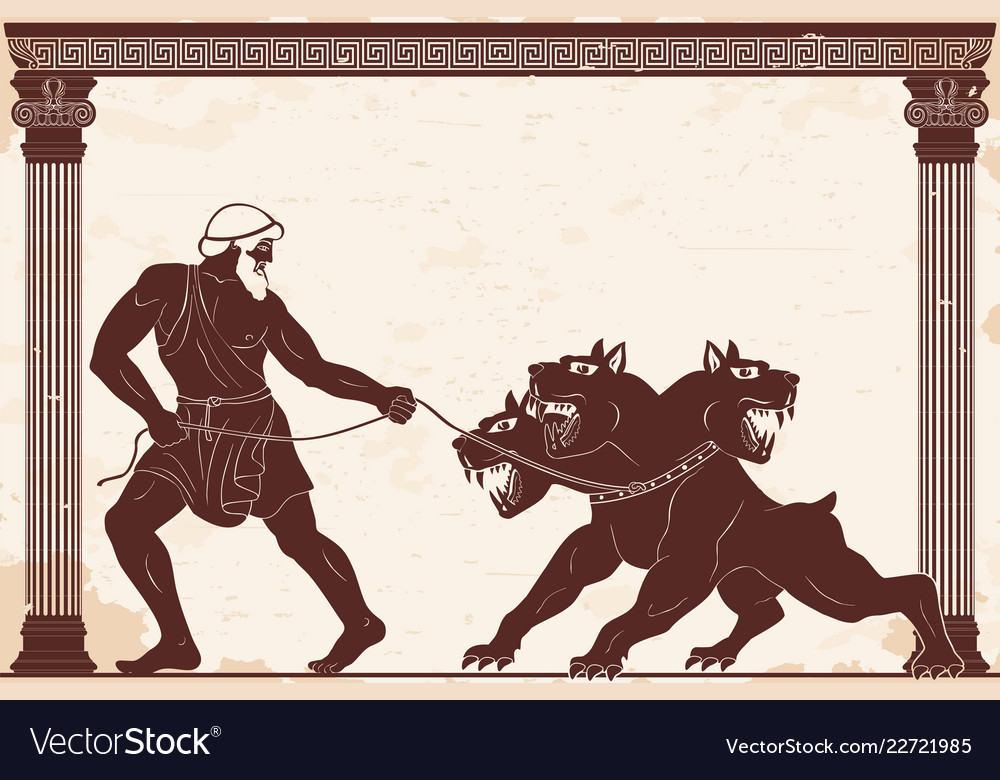 12 exploits of hercules Royalty Free Vector Image