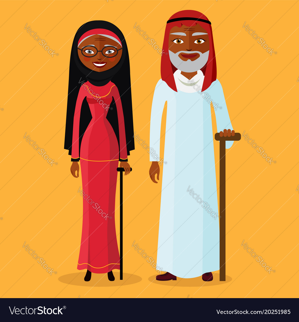 Arab adult man and woman