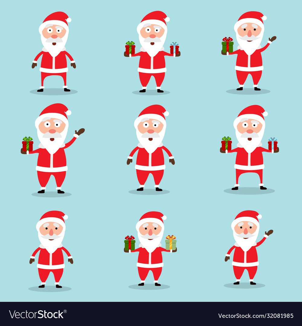 Collection christmas santa claus in flat Vector Image