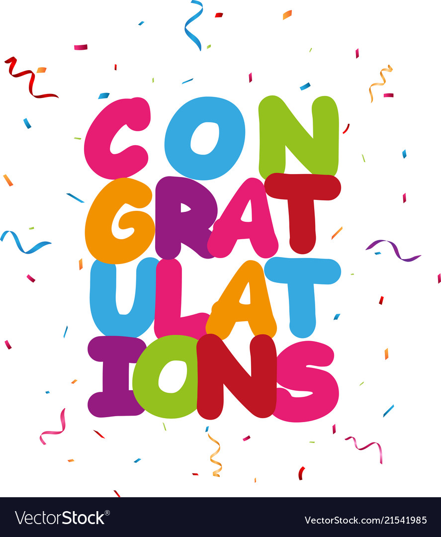 Congratulations design with ribbon and confetti Vector Image