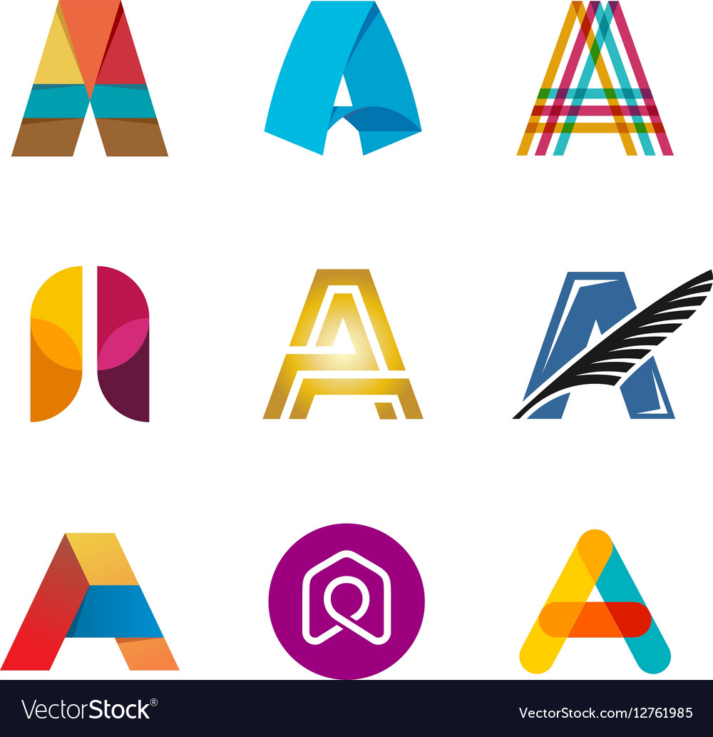 Download Letter A logo set Color icon templates design Vector Image