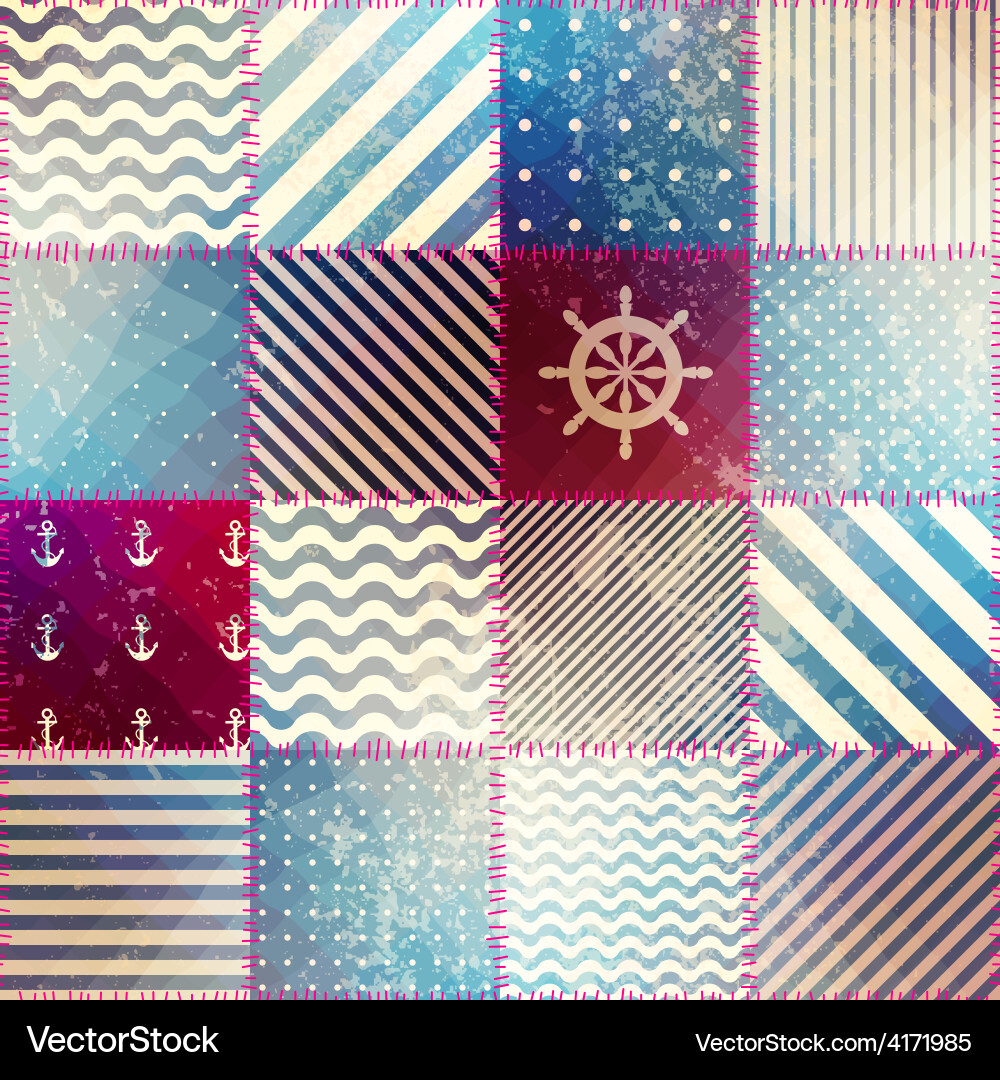 Patchwork Navi Patchwork in nautical style Royalty Free Vector Image