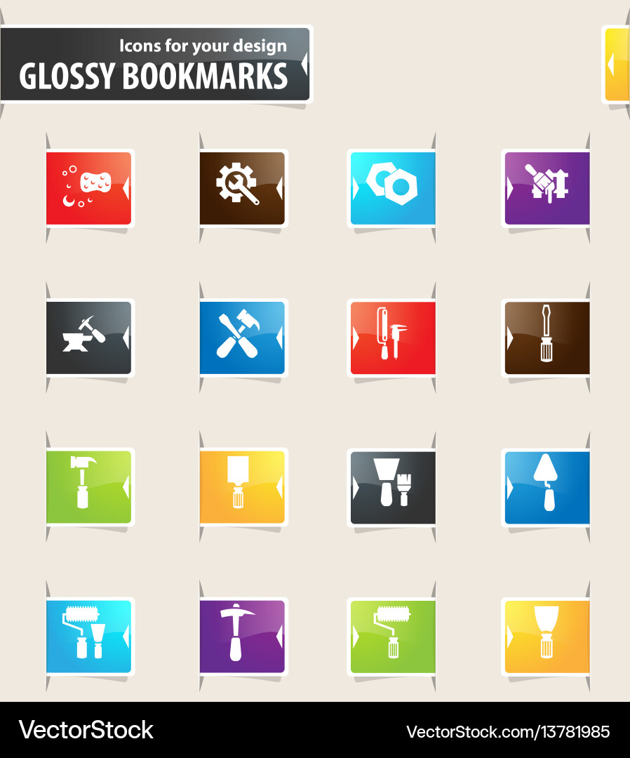 Work tools bookmark icons Royalty Free Vector Image