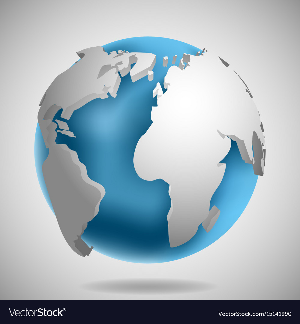 Download 3d earth globe icon with shadow Royalty Free Vector Image