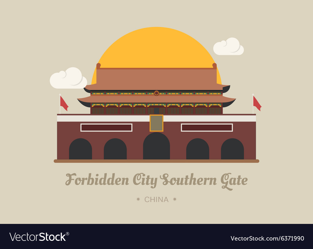 Forbidden City Southern Gate china Royalty Free Vector Image