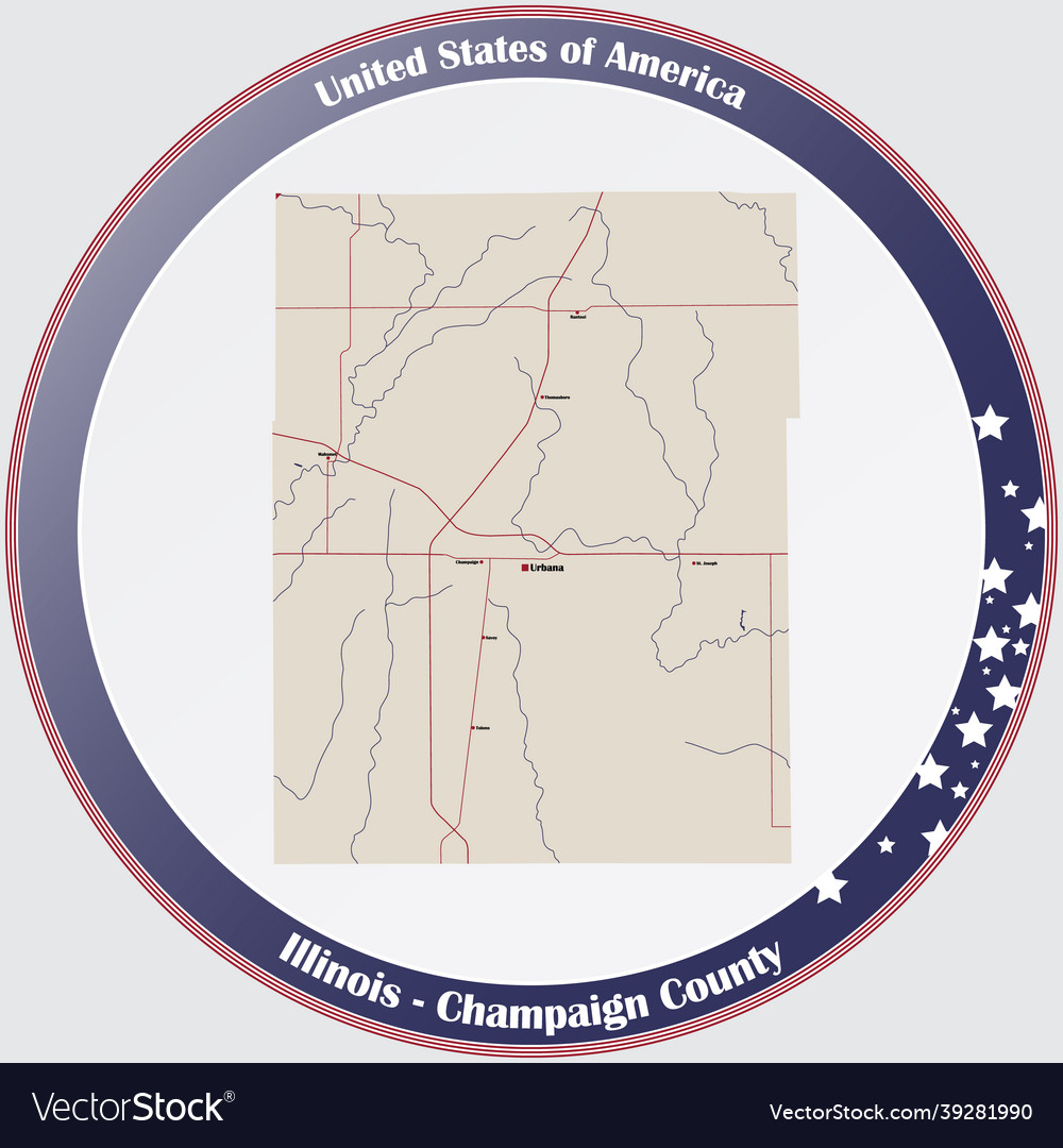 Map of champaign county in illinois Royalty Free Vector