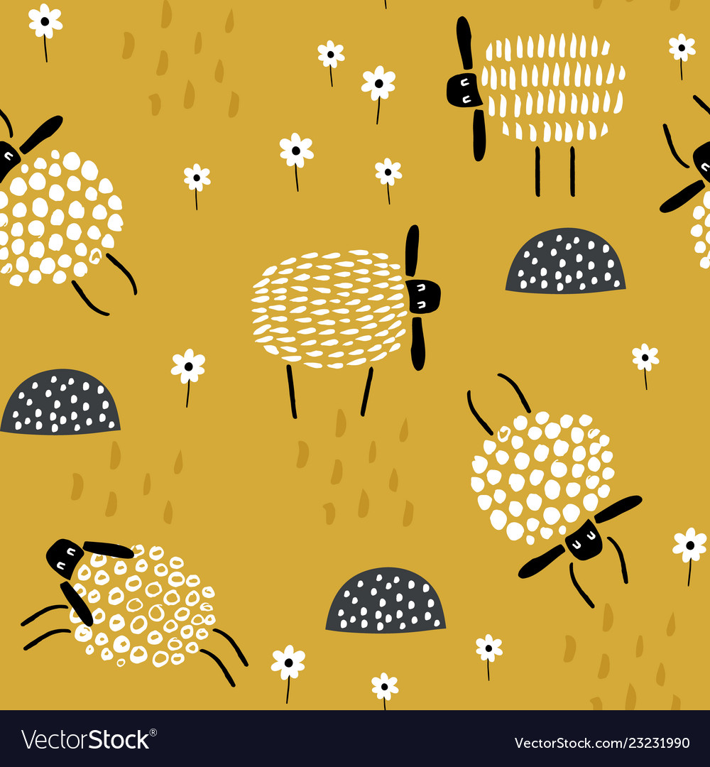 Seamless childish pattern with cute hand drawn