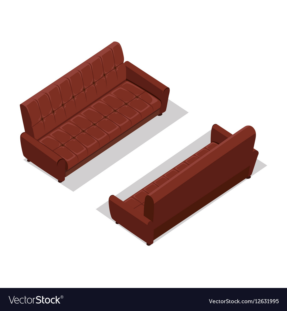 Leather Sofa In Isometric Projection Royalty Free Vector Leather Sofa In Isometric Projection Vector Image