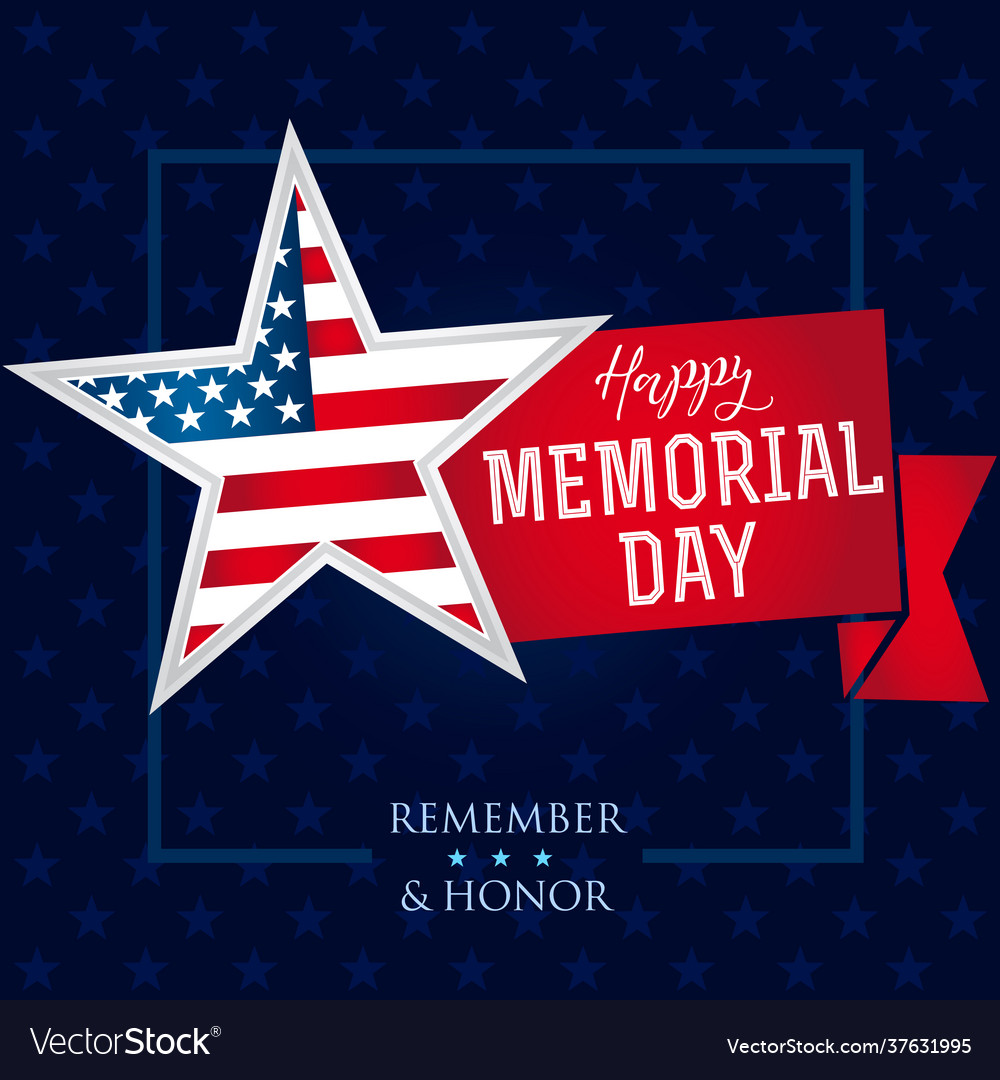 Memorial day remember and honor star banner Vector Image