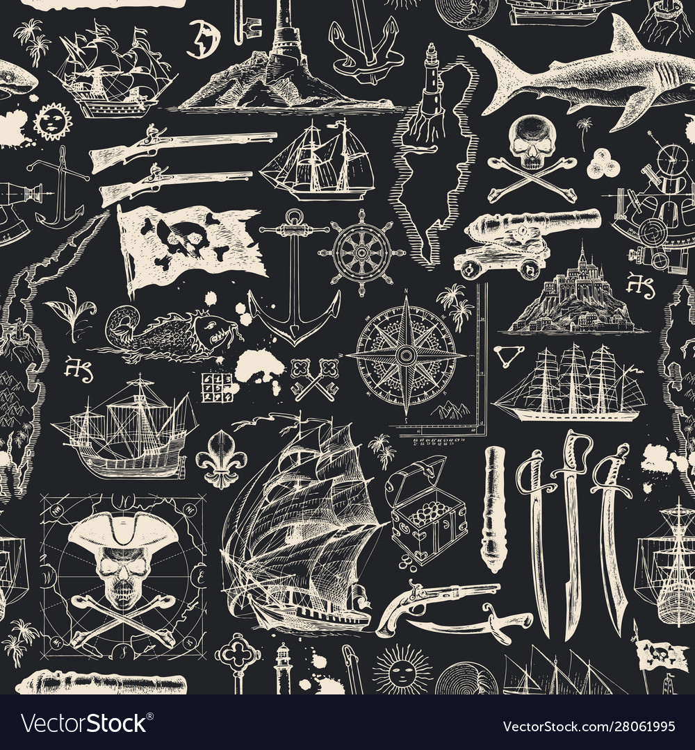 Seamless pattern on pirate theme in vintage Vector Image