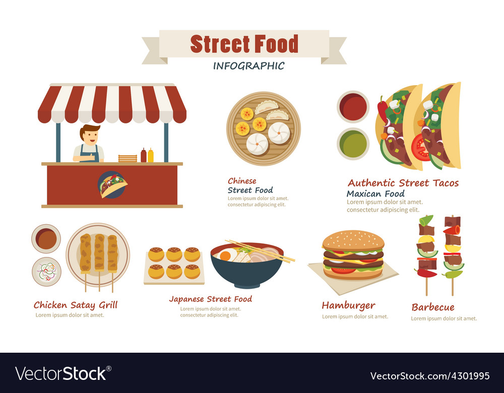 Street food infographic flat design Royalty Free Vector