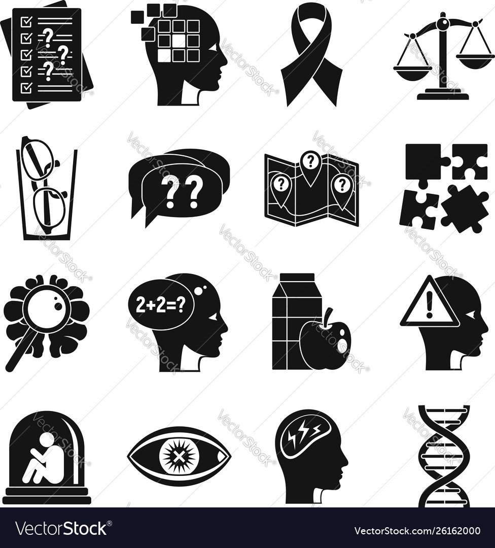 Alzheimers Disease Doctor Icons Set Simple Style Vector Image