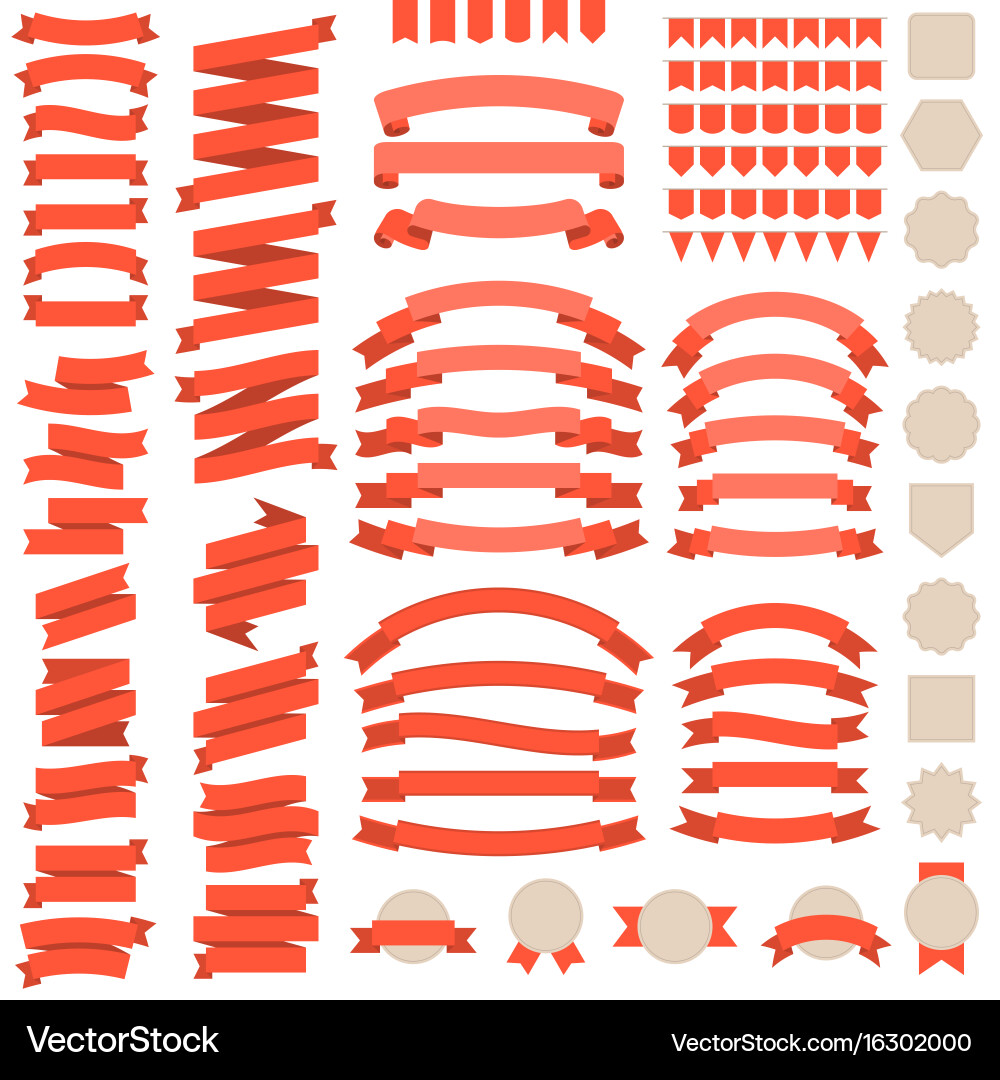 Big set of red ribbons Royalty Free Vector Image