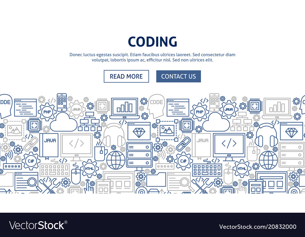 Coding banner design Royalty Free Vector Image