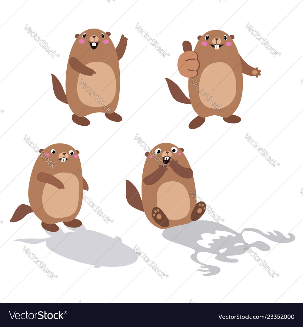 Groundhog set 2 flat Royalty Free Vector Image