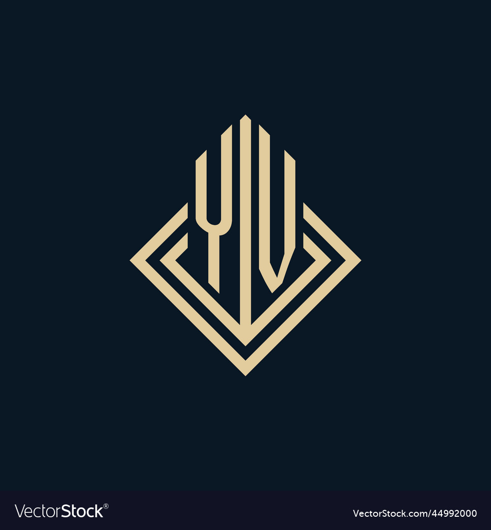 Initials yv logo rhombus lines shape style luxury Vector Image