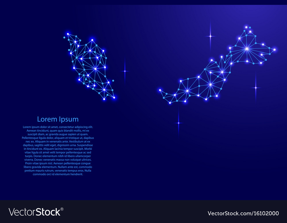 Malaysia map of polygonal mosaic lines network Vector Image