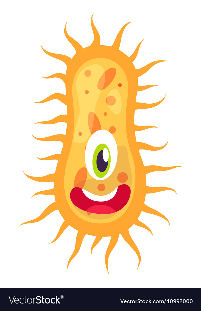 Pathogen cell character smiling cartoon infection Vector Image