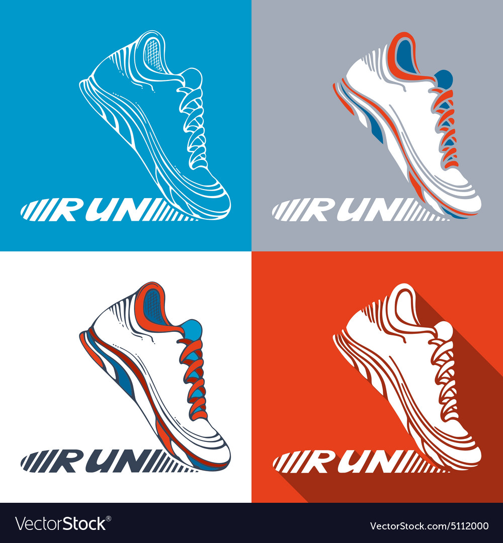 Set of running shoe symbols Royalty Free Vector Image