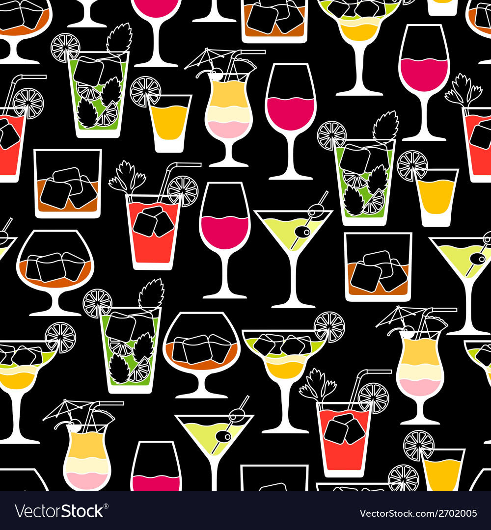 Alcohol Drinks And Cocktails Seamless Pattern Vector Image 2206