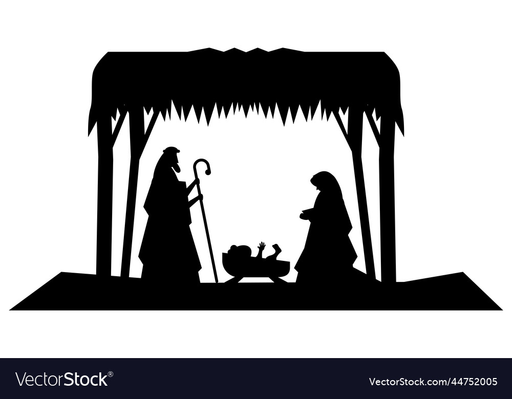 Sacred family manger characters Royalty Free Vector Image