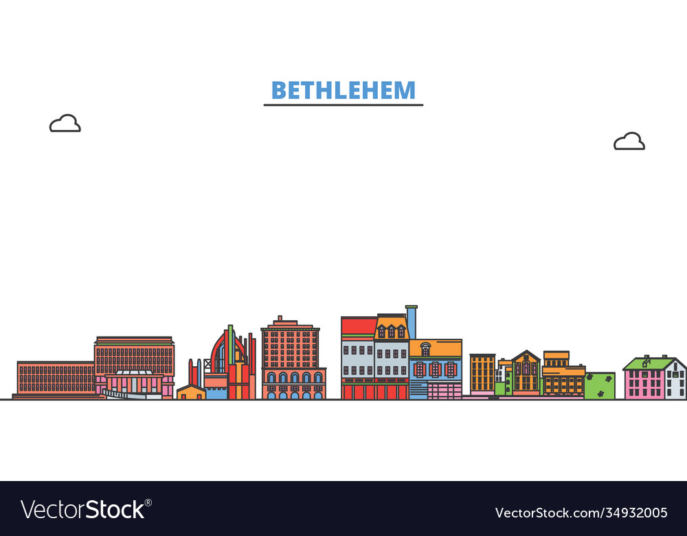 United states bethlehem line cityscape flat Vector Image