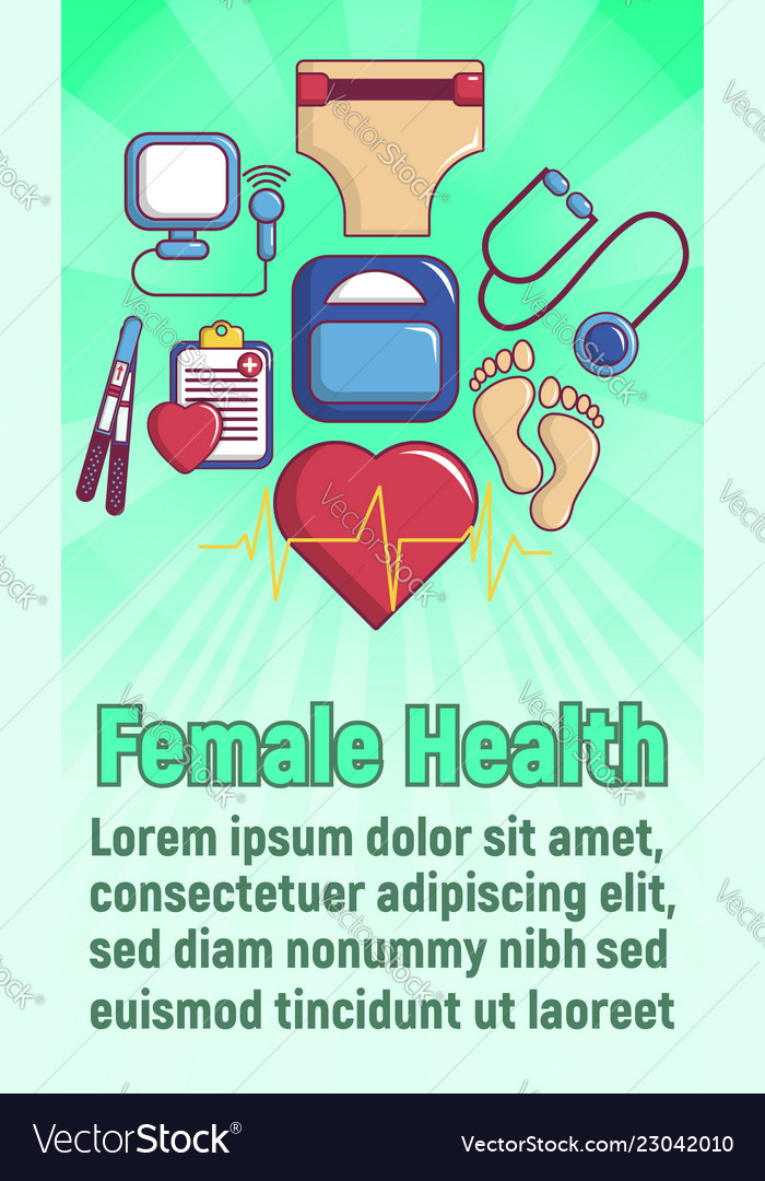 Female Health Concept Banner Cartoon Style Vector Image