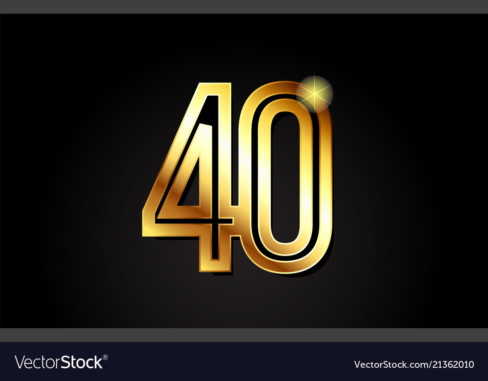 Gold number 40 logo icon design Royalty Free Vector Image