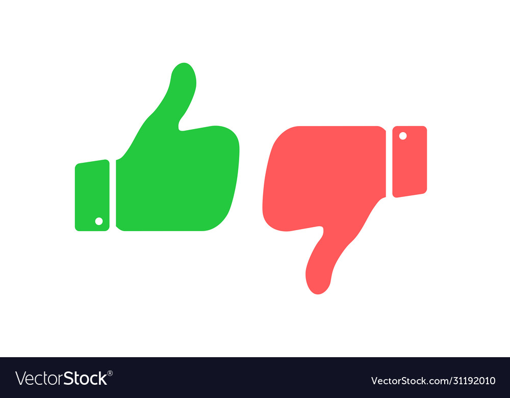 Like and dislike icons thumbs up and thumbs down Vector Image