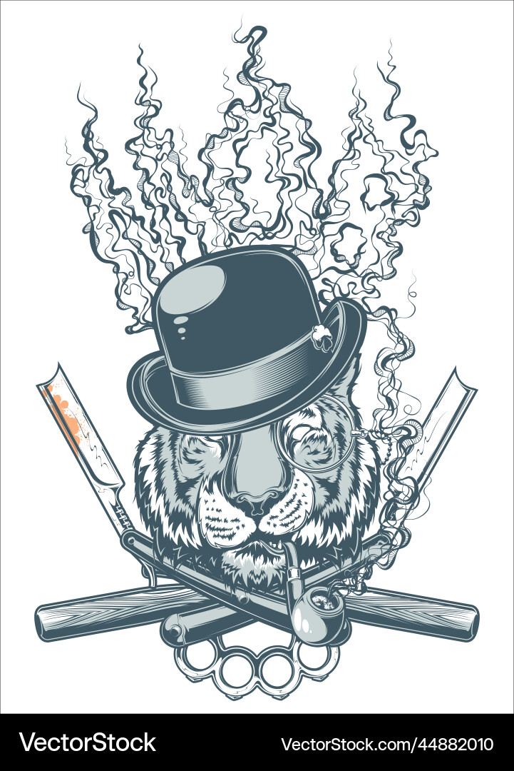 Mob tiger gangster with killing knife Royalty Free Vector