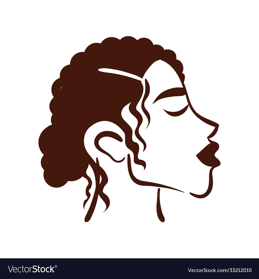 Young afro woman with hair short silhouette style Vector Image Young afro woman with hair short silhouette style Vector Image