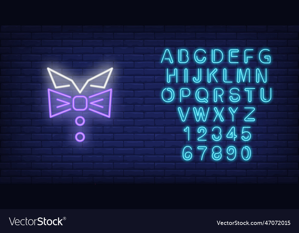 Collar and bow tie neon sign Royalty Free Vector Image