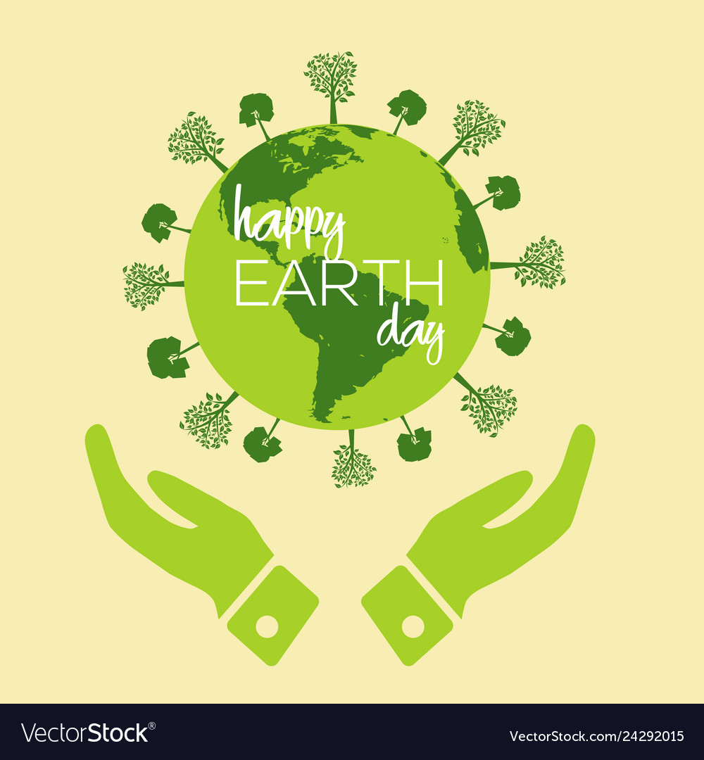 Happy earth day card with and tree Royalty Free Vector Image