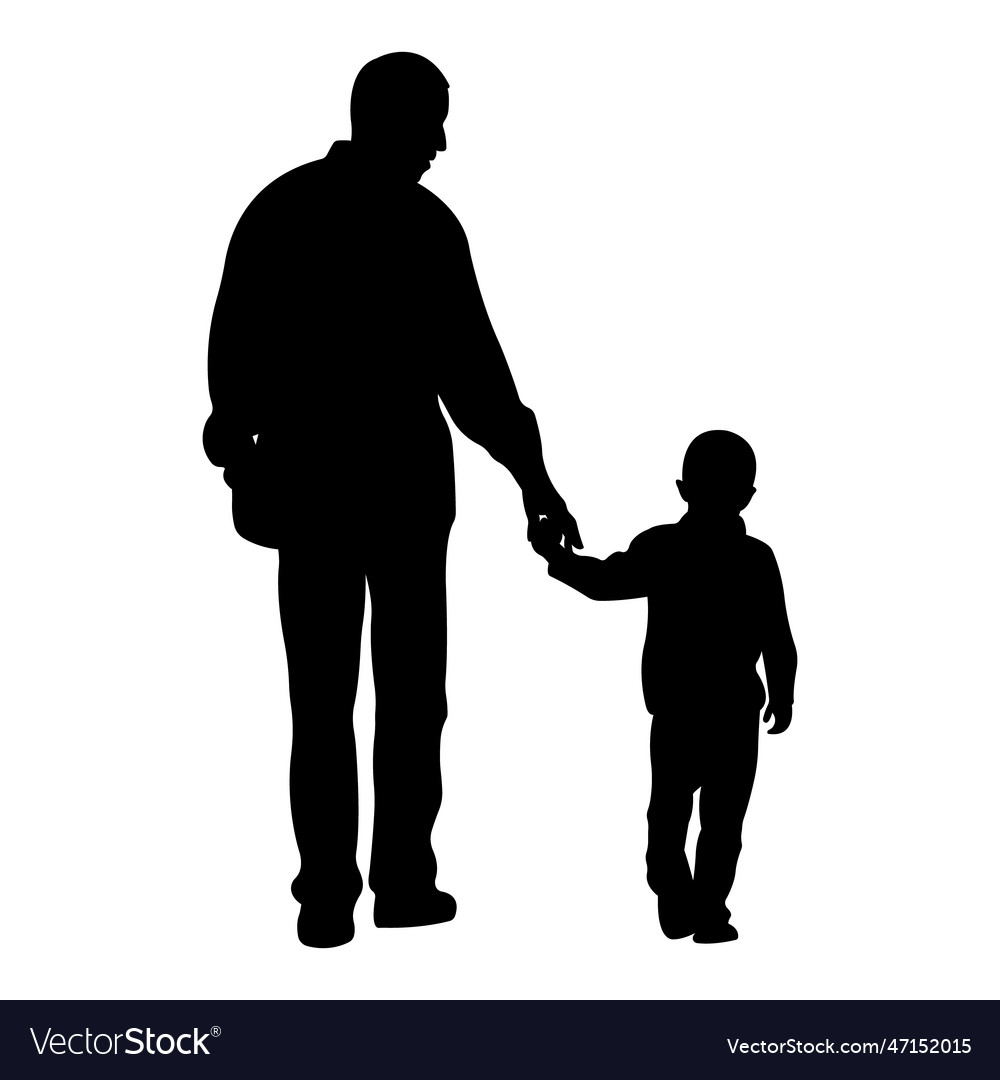 Silhouette of father with child2 Royalty Free Vector Image