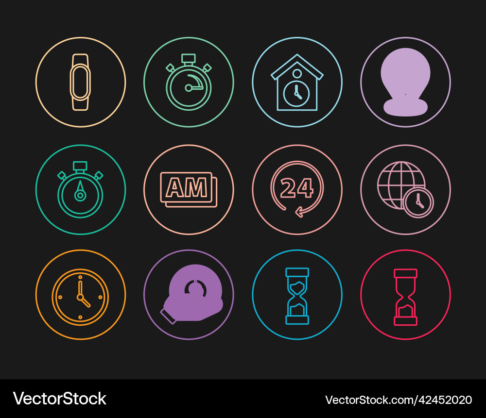 Set line old hourglass world time retro wall Vector Image