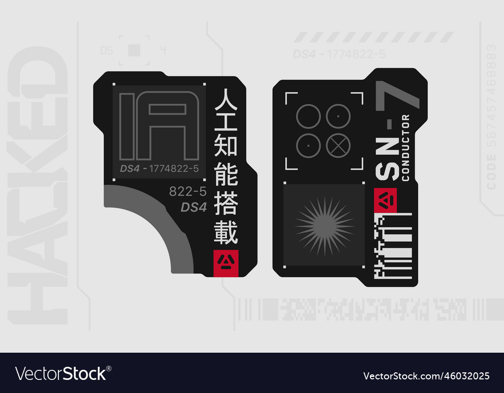 Cyberpunk decal sticker label Royalty Free Vector Image