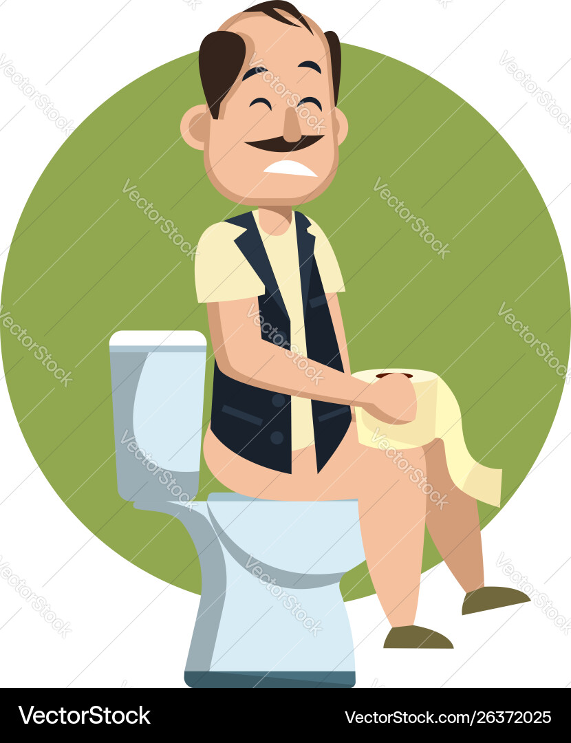 Man on a toilet white background Royalty Free Vector Image