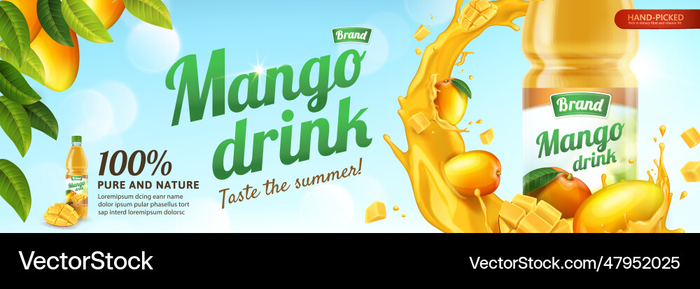 Mango Juice Ads Royalty Free Vector Image Vectorstock