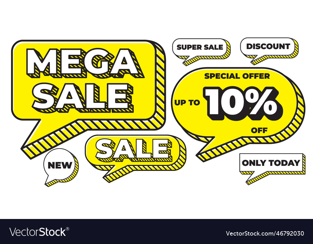 10 big sale discount bubble modern line template Vector Image