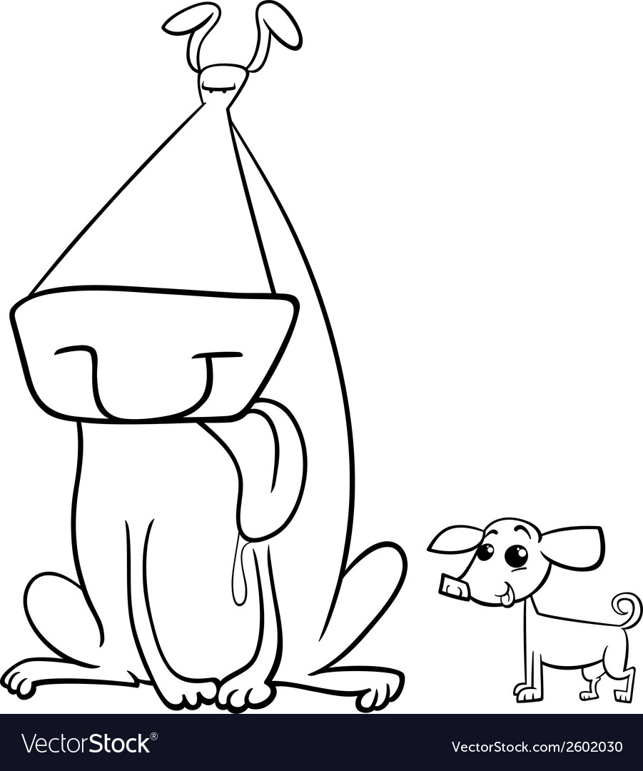 Big and small dogs coloring page Royalty Free Vector Image