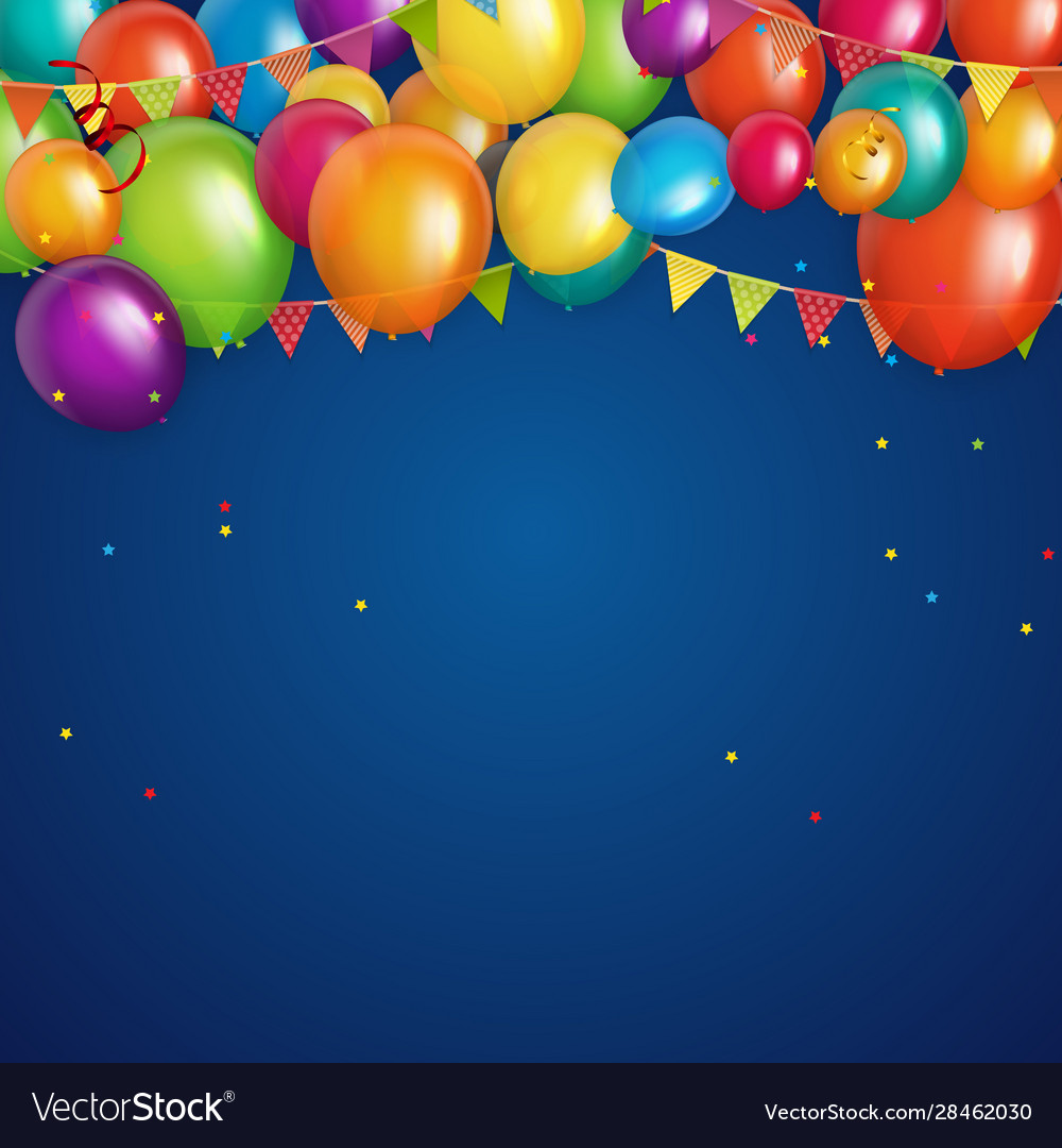 Color glossy happy birthday balloons banner Vector Image