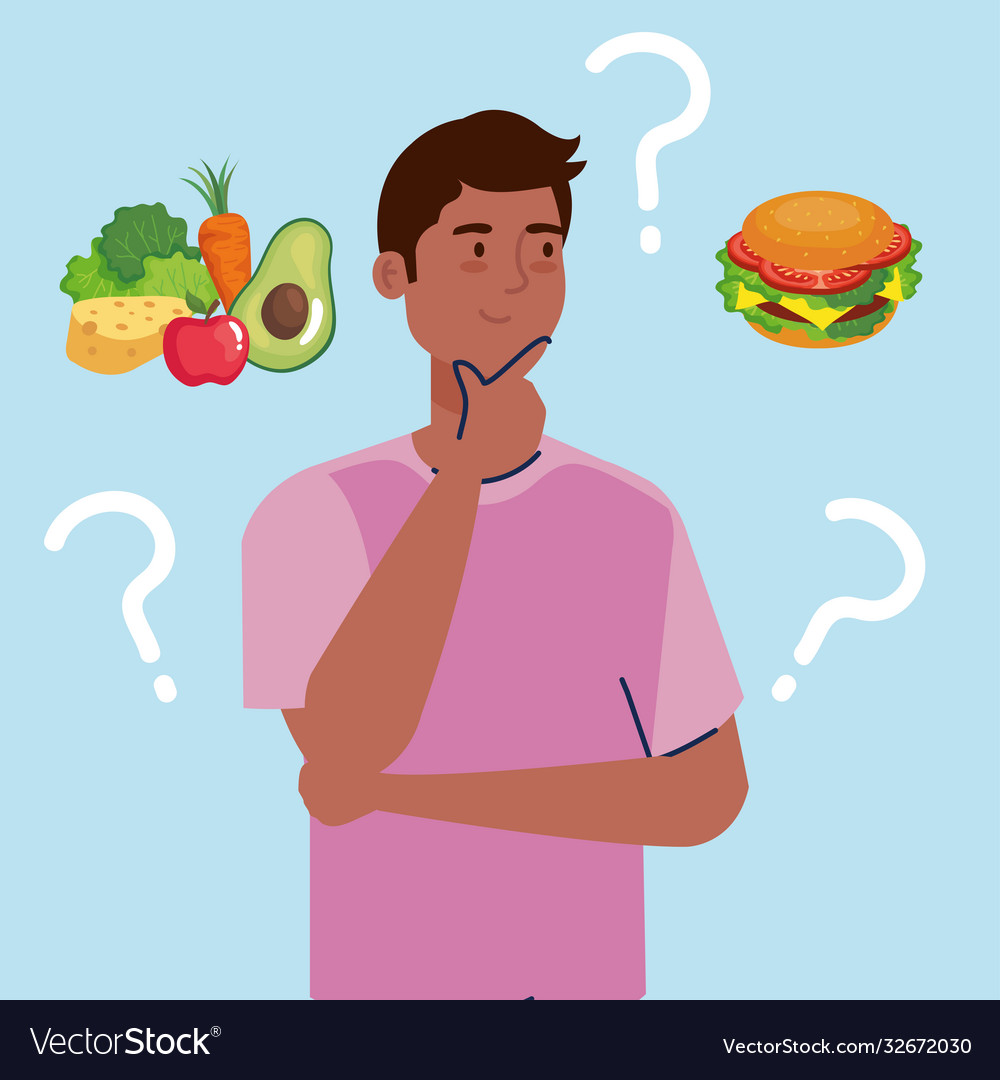 Man thinking what to eat design Royalty Free Vector Image