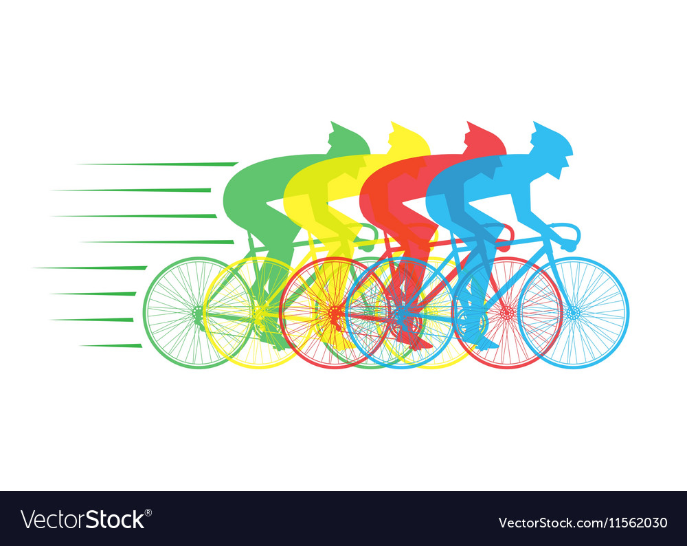 Racing bikes with riders Royalty Free Vector Image