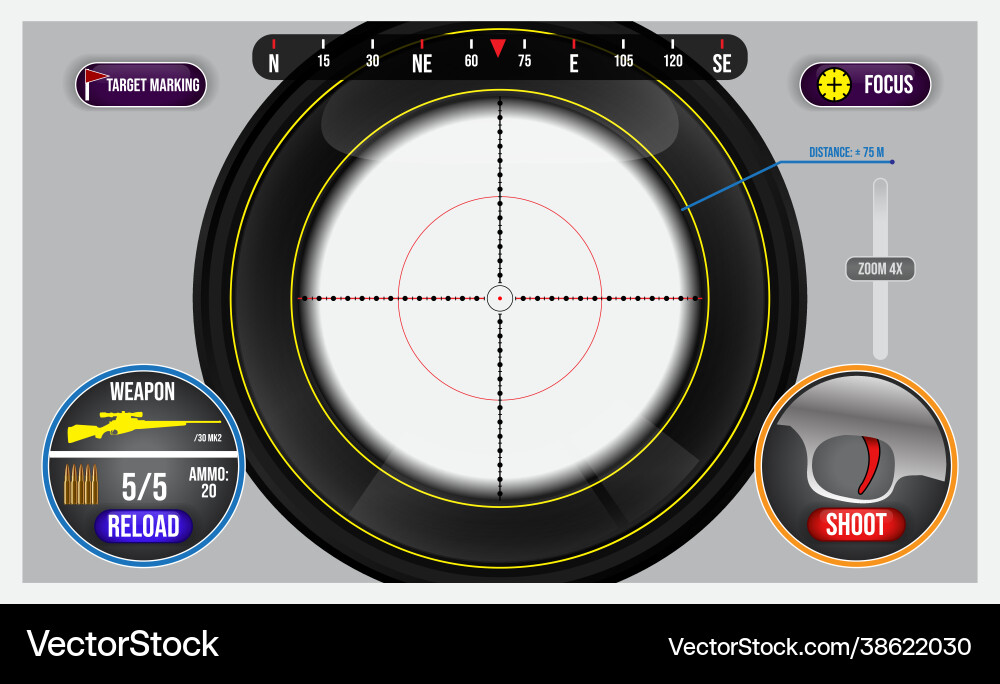 Realistic viewfinder sniper shoot military Vector Image