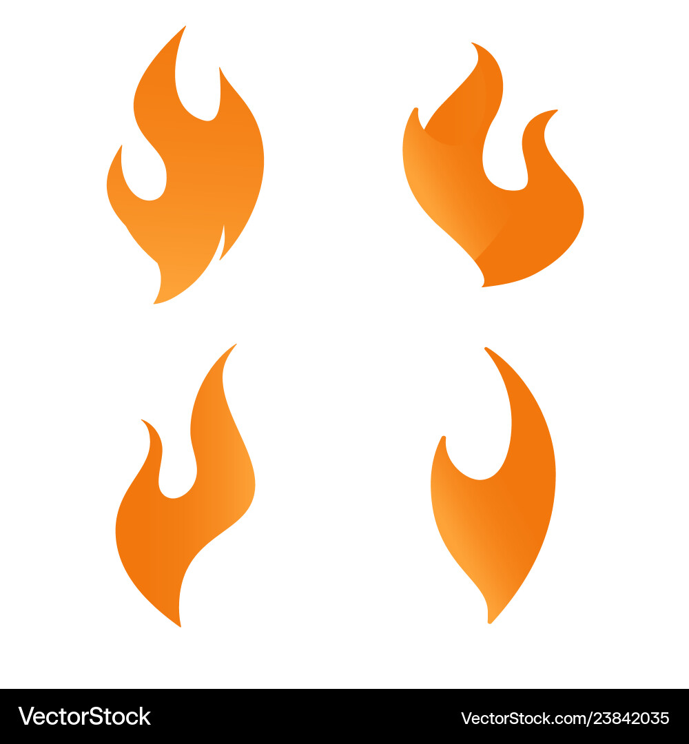 Fire flame logo icon gradient set Royalty Free Vector Image