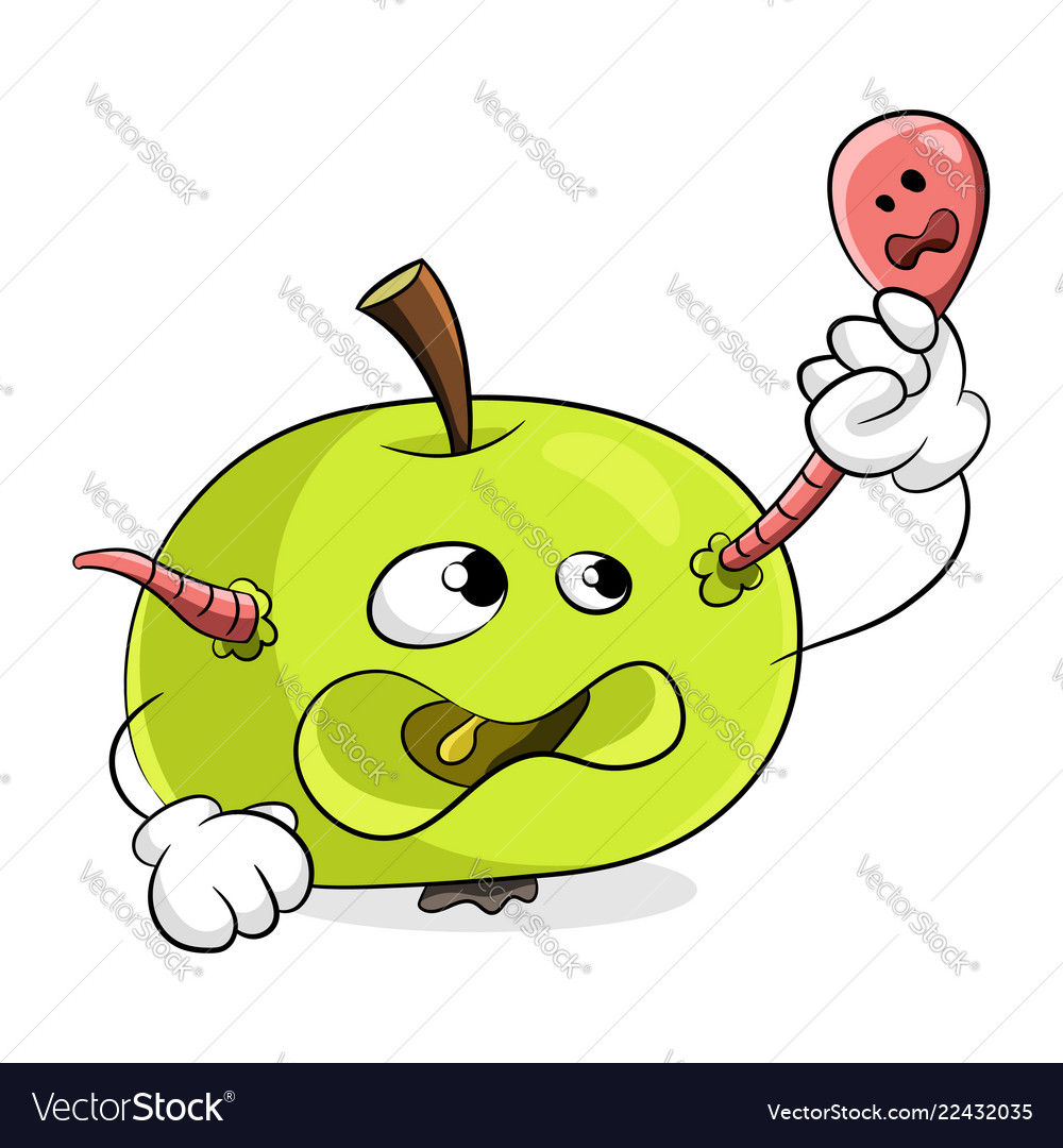 Green apple with a worm concept get rid of bad